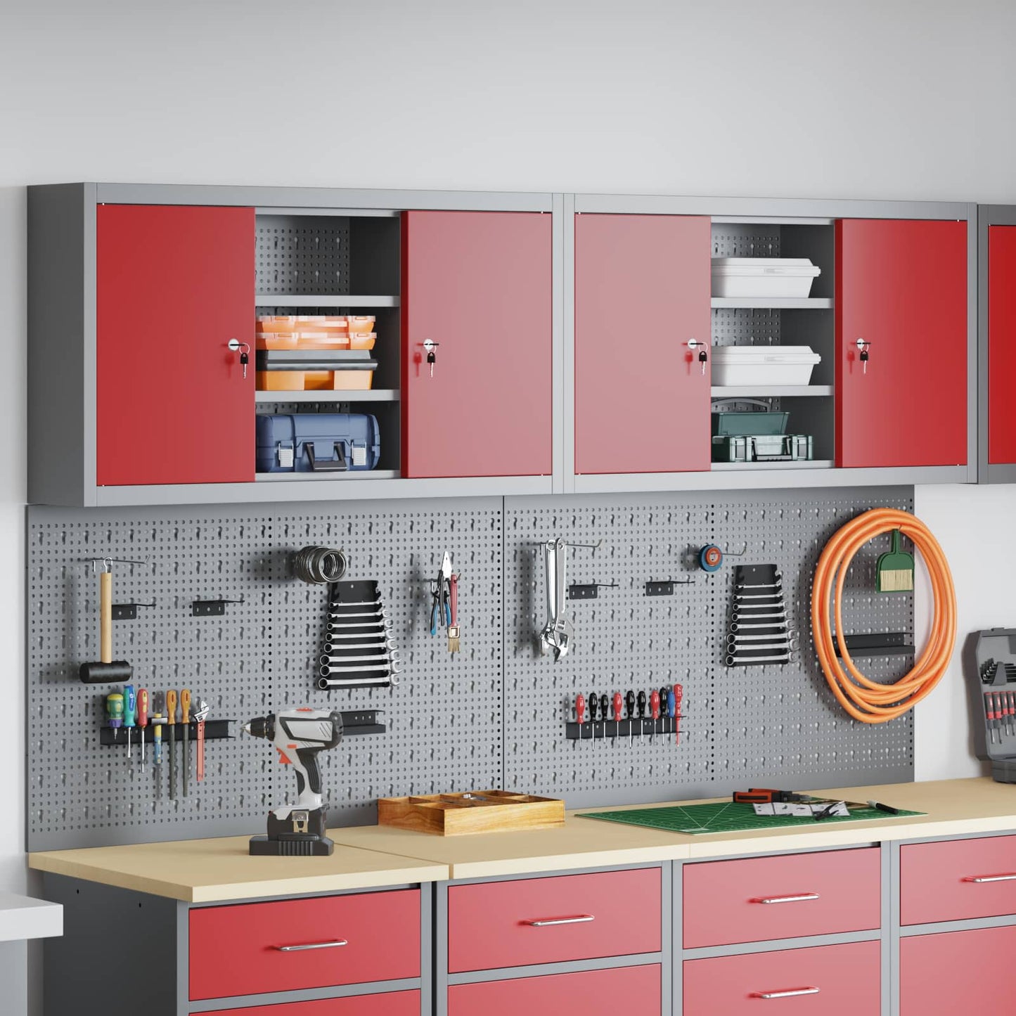 JUNG Vida Werkzeugschrank-Set 6 pcs Rot Pulverbeschichteter Stahl