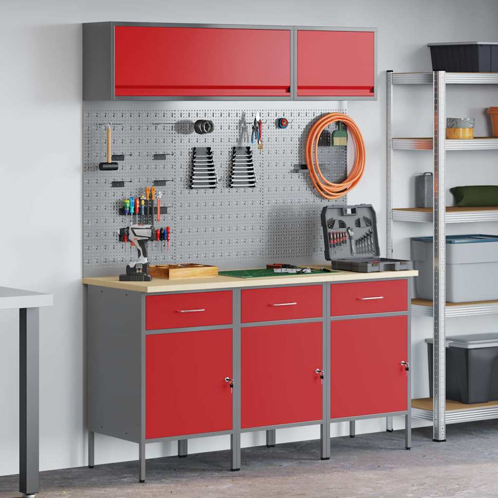 JUNG Vida Arbeitsschrankset mit Schubladen mit Speicher 8 pcs Rot