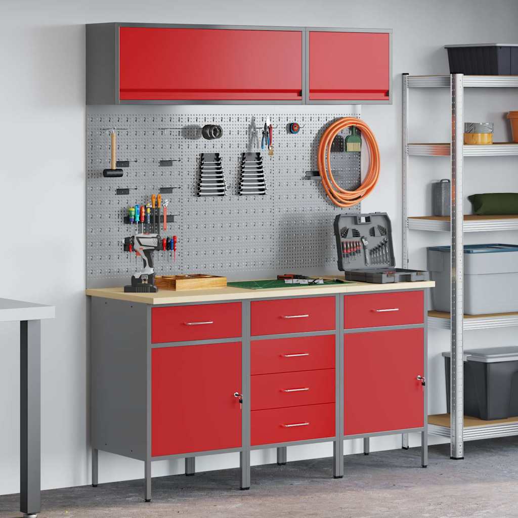 JUNG Vida Arbeitsschrankset mit Schubladen mit Speicher 8 pcs Rot