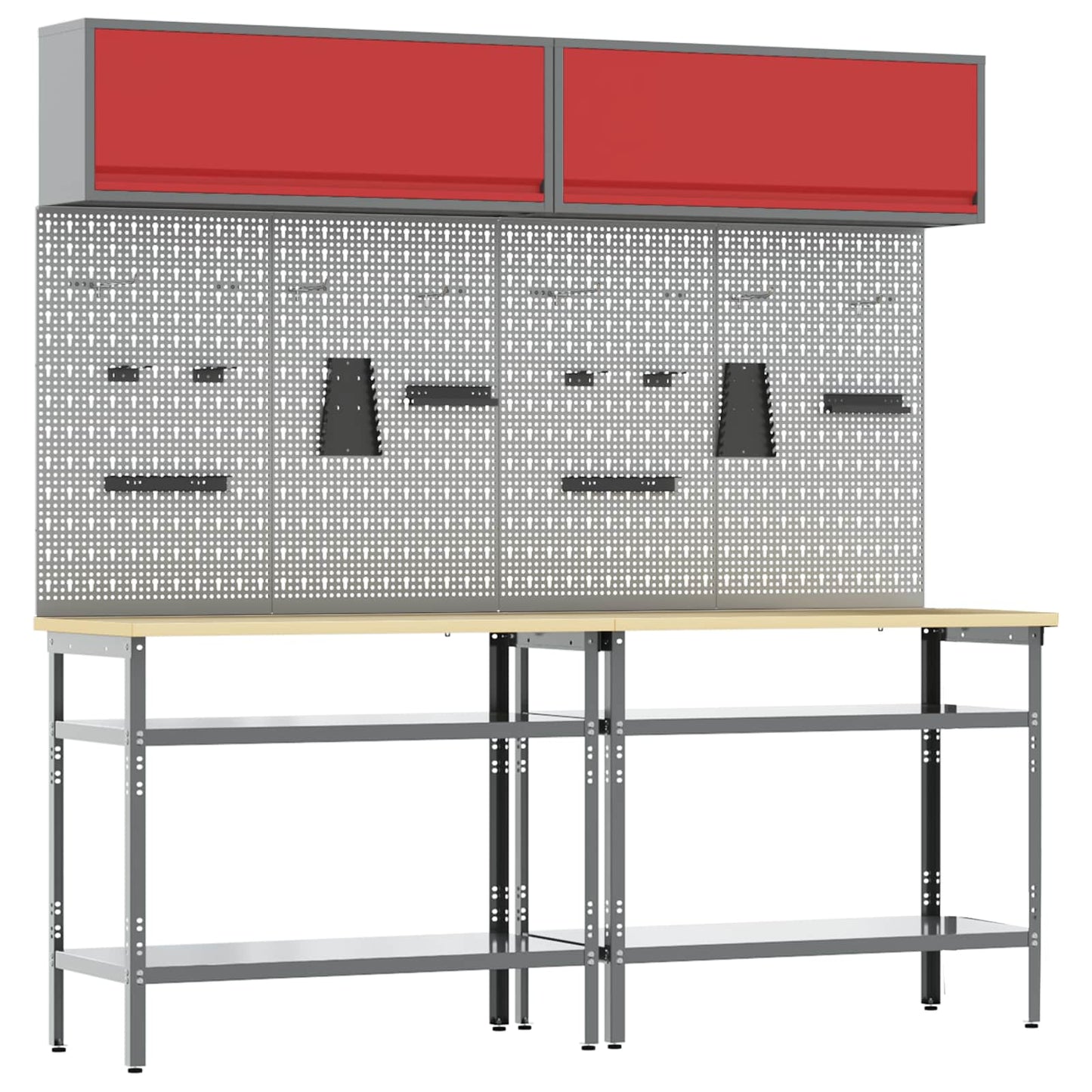 JUNG Vida Werkbank-Set 8 pcs Rot und Grau Pulverbeschichteter Stahl