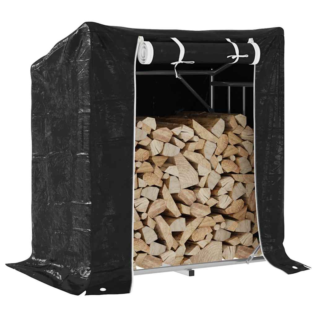 JUNG Vida Brennholzregal mit Regenschutz 101x61x110,5 cm Verzinkter Stahl