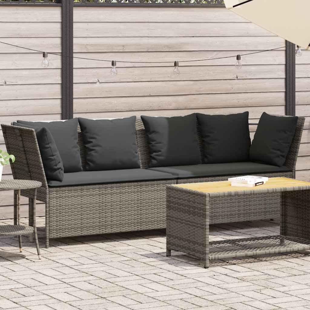 JUNG Vida Gartensofa mit Kissen Grau Poly Rattan