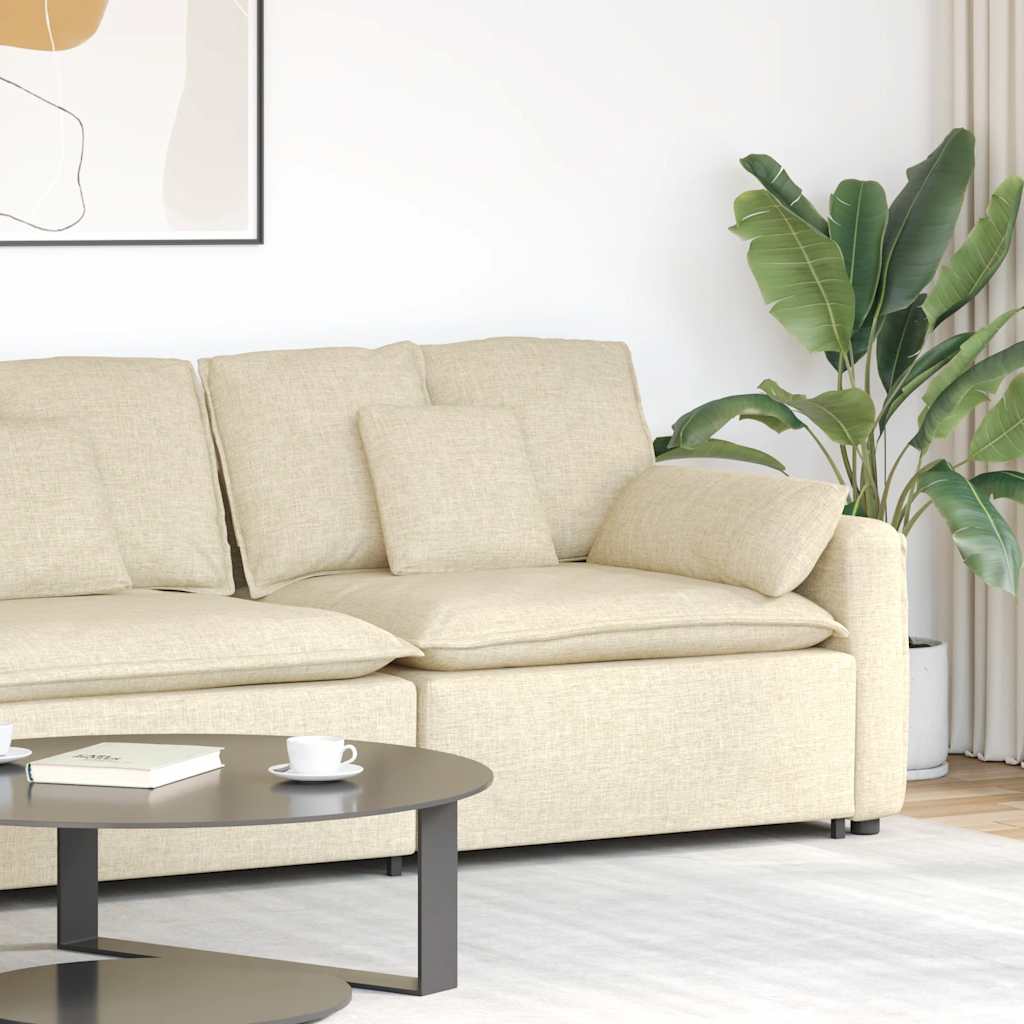 JUNG Vida Modulares Sofa Endmodul mit Armlehne Kissen Creme 100 cm