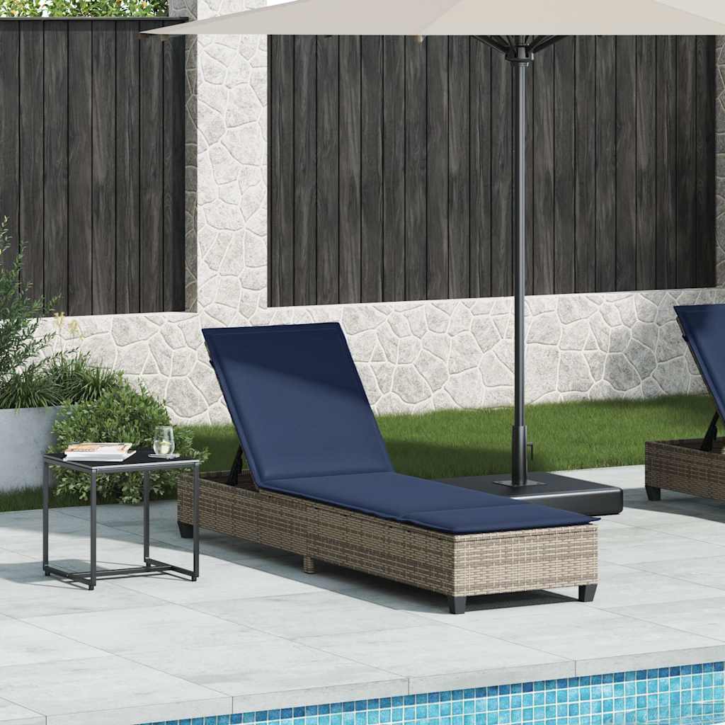 JUNG Vida Sonnenliege mit Auflagen Grau 55x200x25,5cm Poly Rattan
