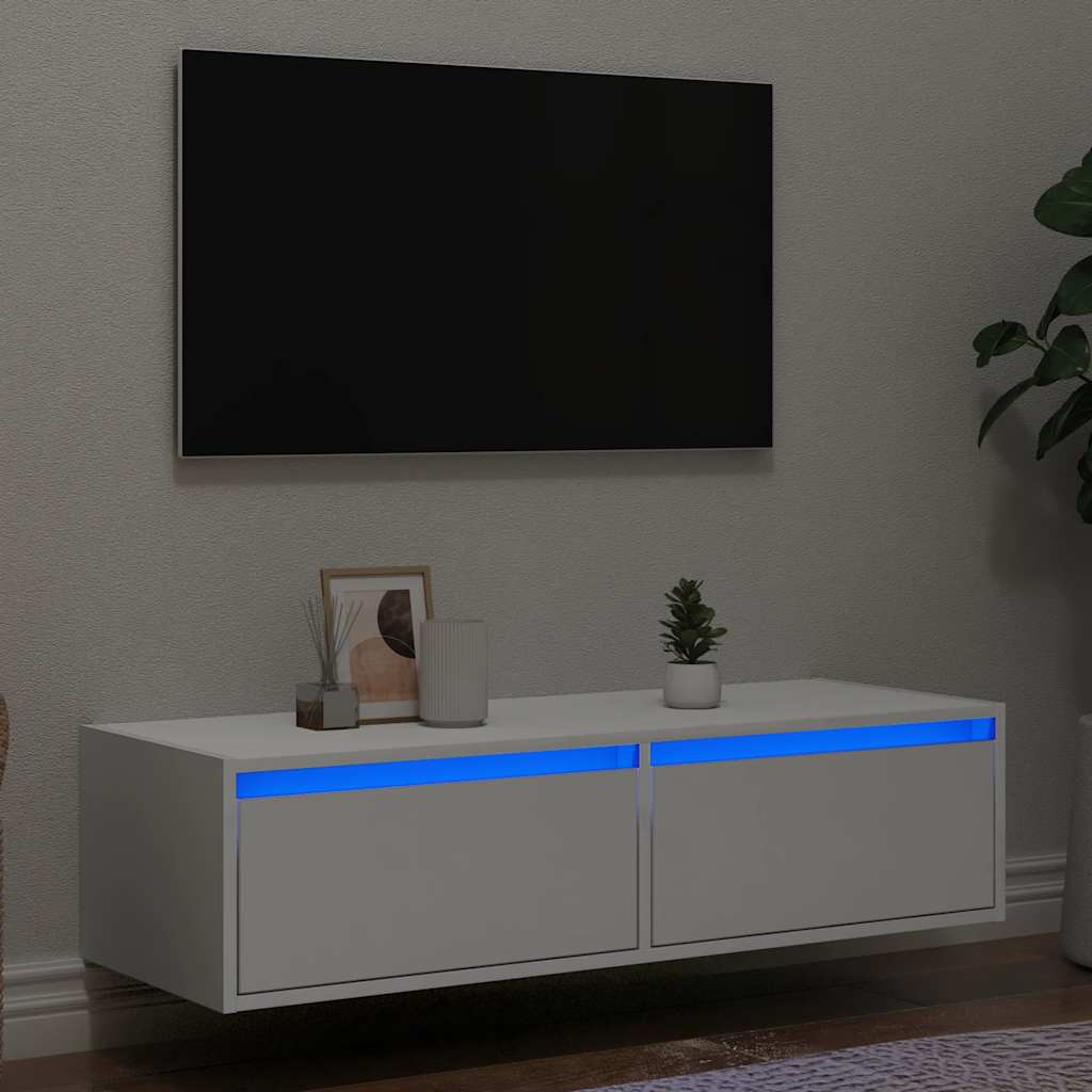 JUNG Vida TV-Schrank mit LED-Leuchten Weiß 100x35,5x25 cm