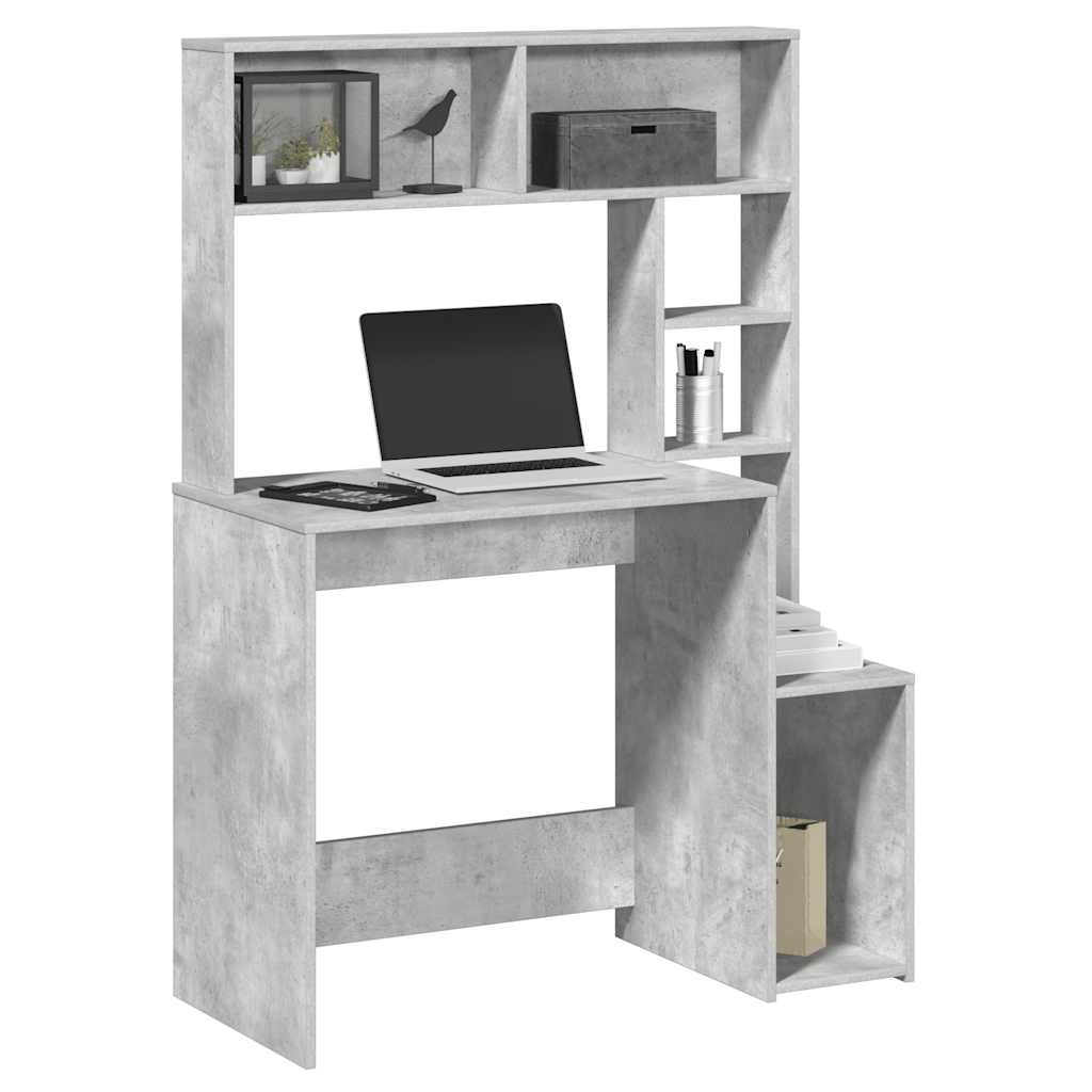 JUNG Vida Schreibtisch mit Regal Betongrau 100x45x140 cm Holzwerkstoff