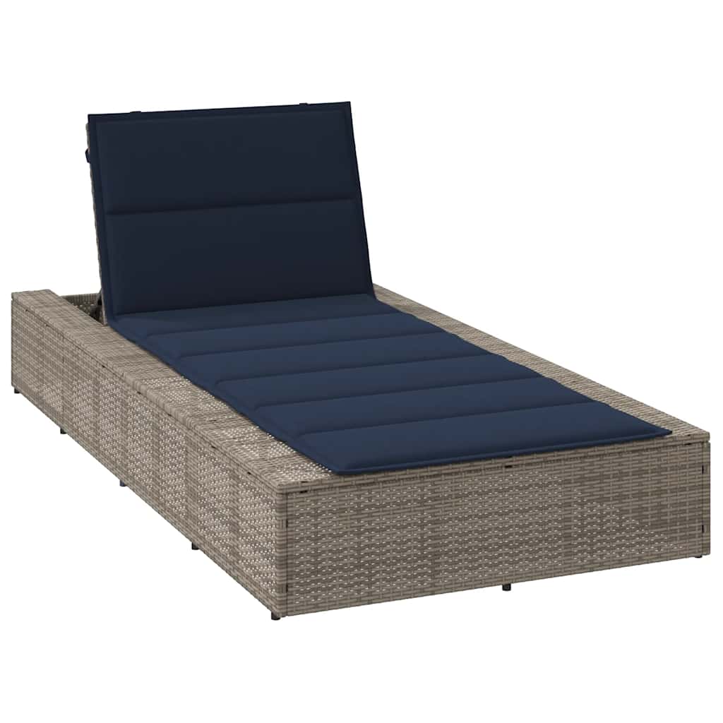 JUNG Vida Sonnenliege mit schwebender Auflage Grau Poly Rattan
