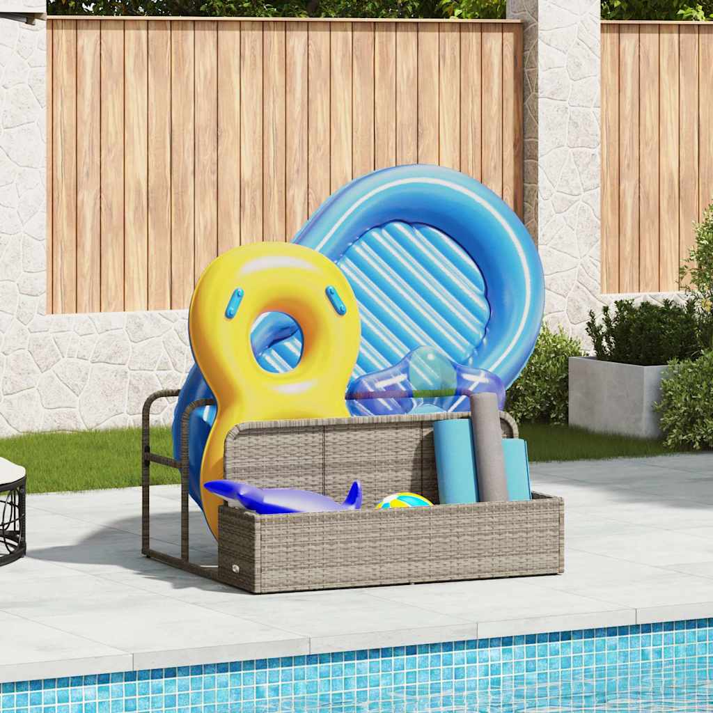 JUNG Vida Pool Aufbewahrungsbehälter Hellgrau 110x100x57 cm Poly Rattan