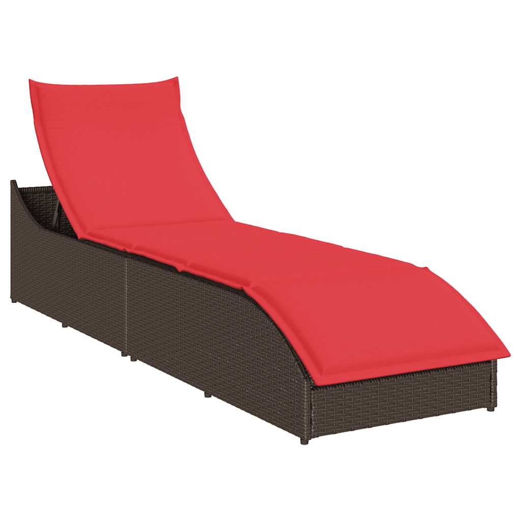 JUNG Vida Klappliege mit Auflage und Stauraum Braun Poly-Rattan