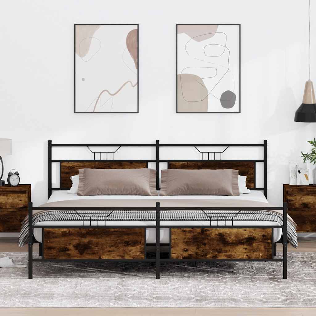 JUNG Vida Metallbett ohne Matratze Räuchereiche 193x203 cm