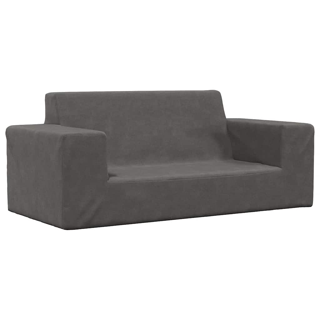 JUNG Vida Kindersofa 2-Sitzer Anthrazit Weich Plüsch