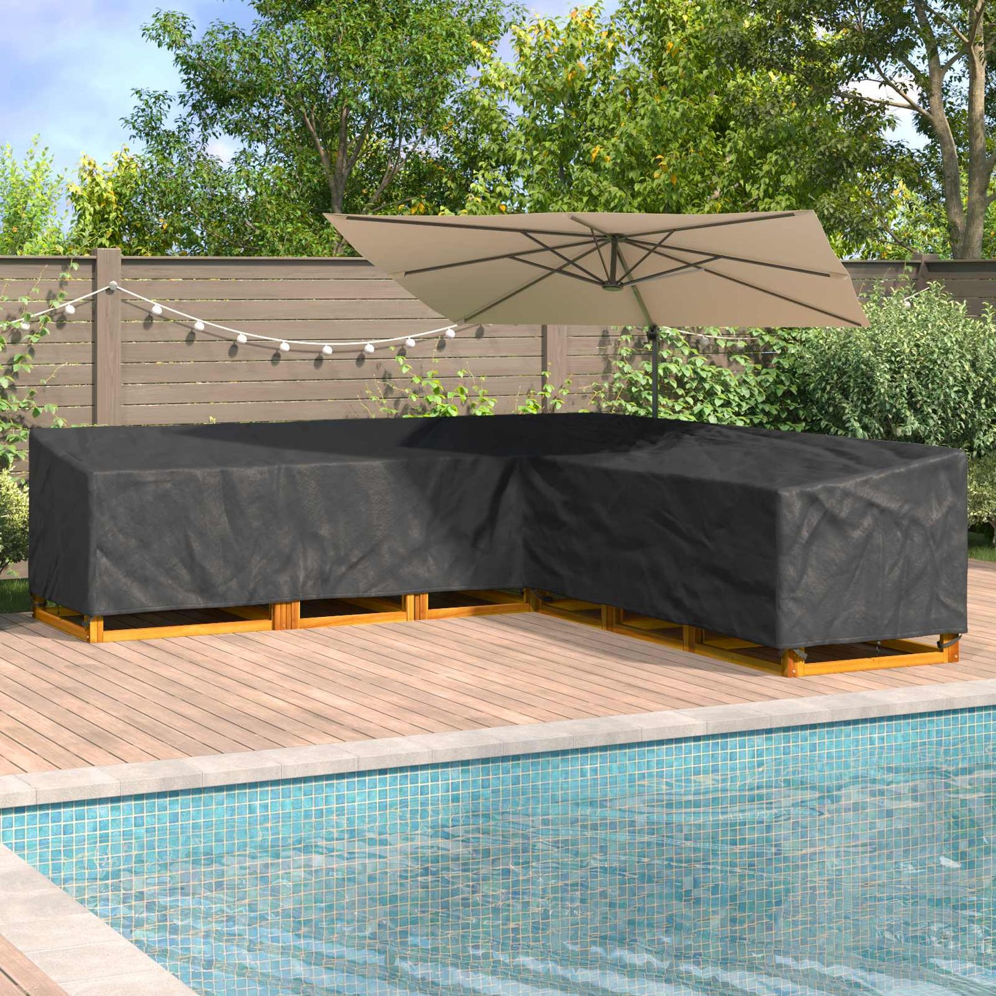 JUNG Vida Möbelbezug Schwarz 300 x 300 x 80 cm 210D Oxford Stoff