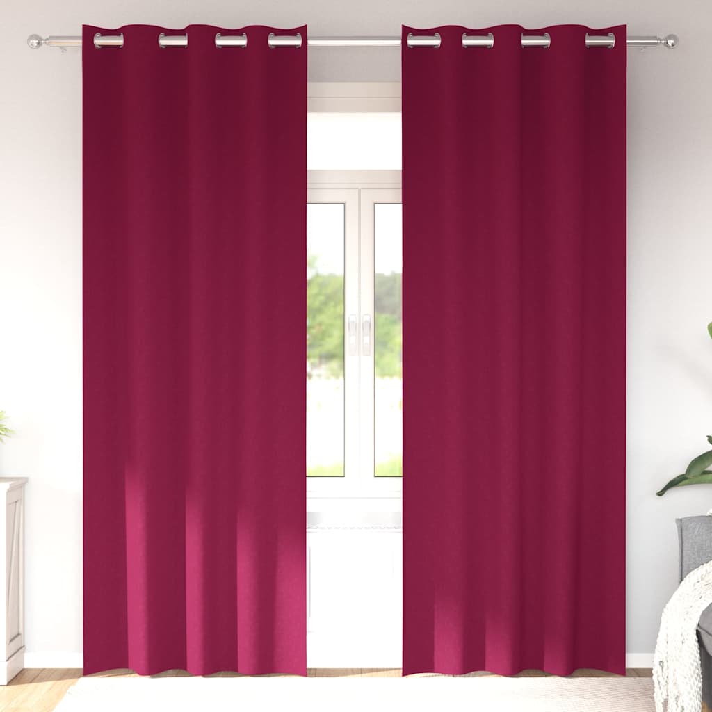 JUNG Vida Verdunkelungs-Vorhänge mit Ringen 2 pcs Weinrot 245 x 140 cm