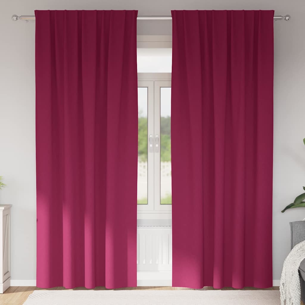 JUNG Vida Verdunkelungs-Vorhänge mit Ringen 2 pcs Weinrot 245 x 140 cm