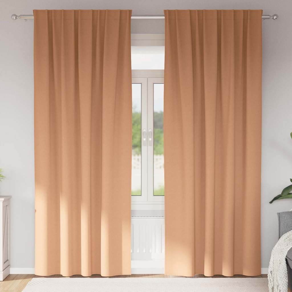 JUNG Vida Verdunkelungs-Vorhänge mit Ringen 2 pcs Hellbraun 225 x 140 cm