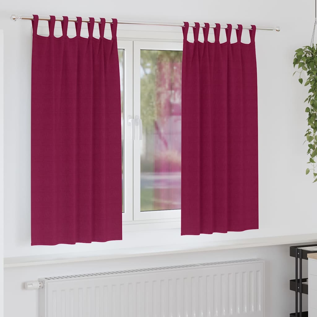 JUNG Vida Verdunkelungs-Vorhänge mit Ringen 2 pcs Weinrot 175 x 140 cm