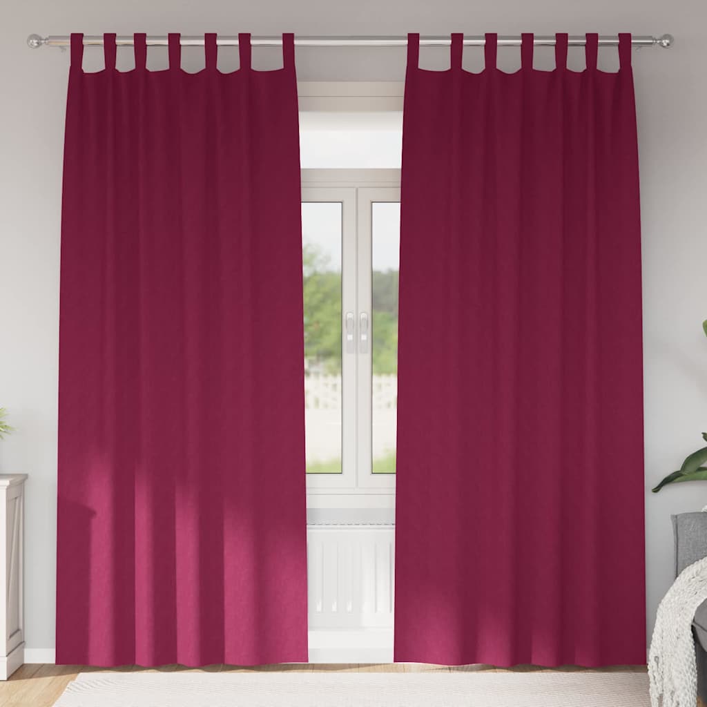 JUNG Vida Verdunkelungs-Vorhänge mit Ringen 2 pcs Weinrot 245 x 140 cm