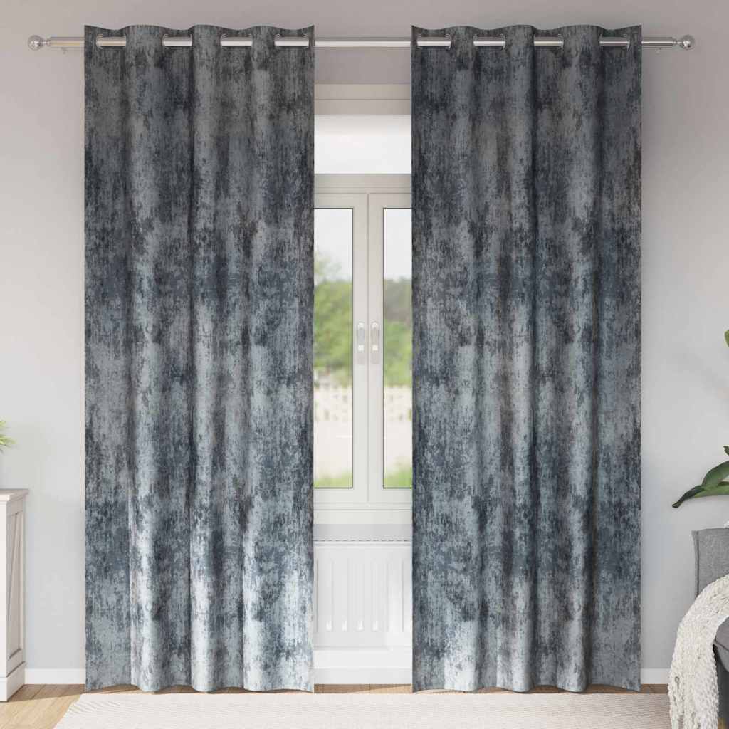 JUNG Vida Samtvorhänge mit Vorhängen 2 pcs Silber Grau 260 x 140 cm Samt