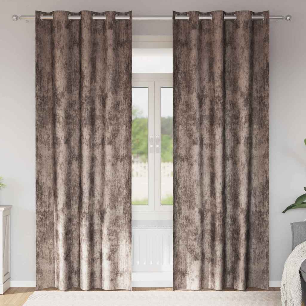 JUNG Vida Samtvorhänge mit Vorhängen 2 pcs Cappuccino 225 x 140 cm Samt