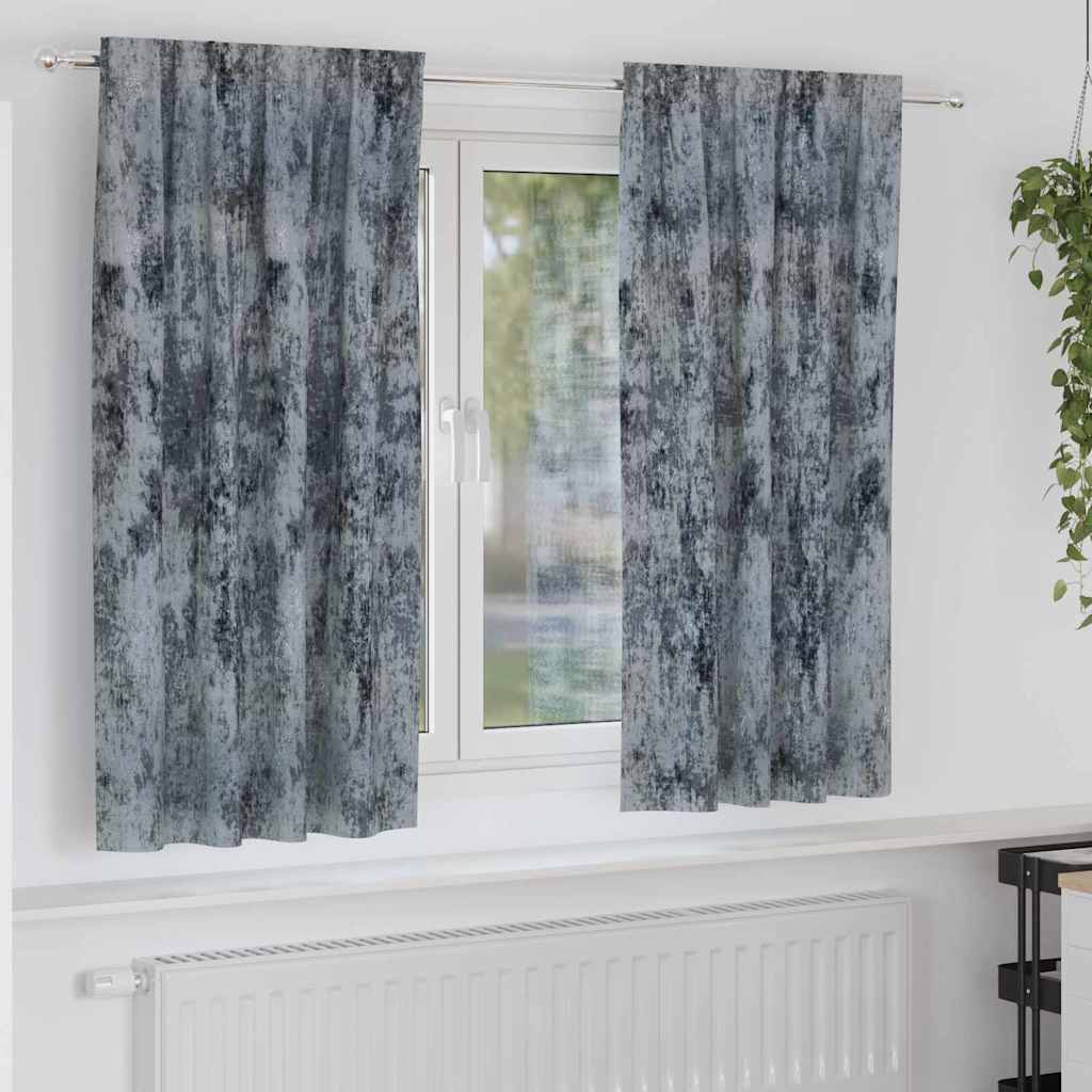 JUNG Vida Samtvorhänge mit Vorhängen 2 pcs Silber Grau 175 x 140 cm Samt