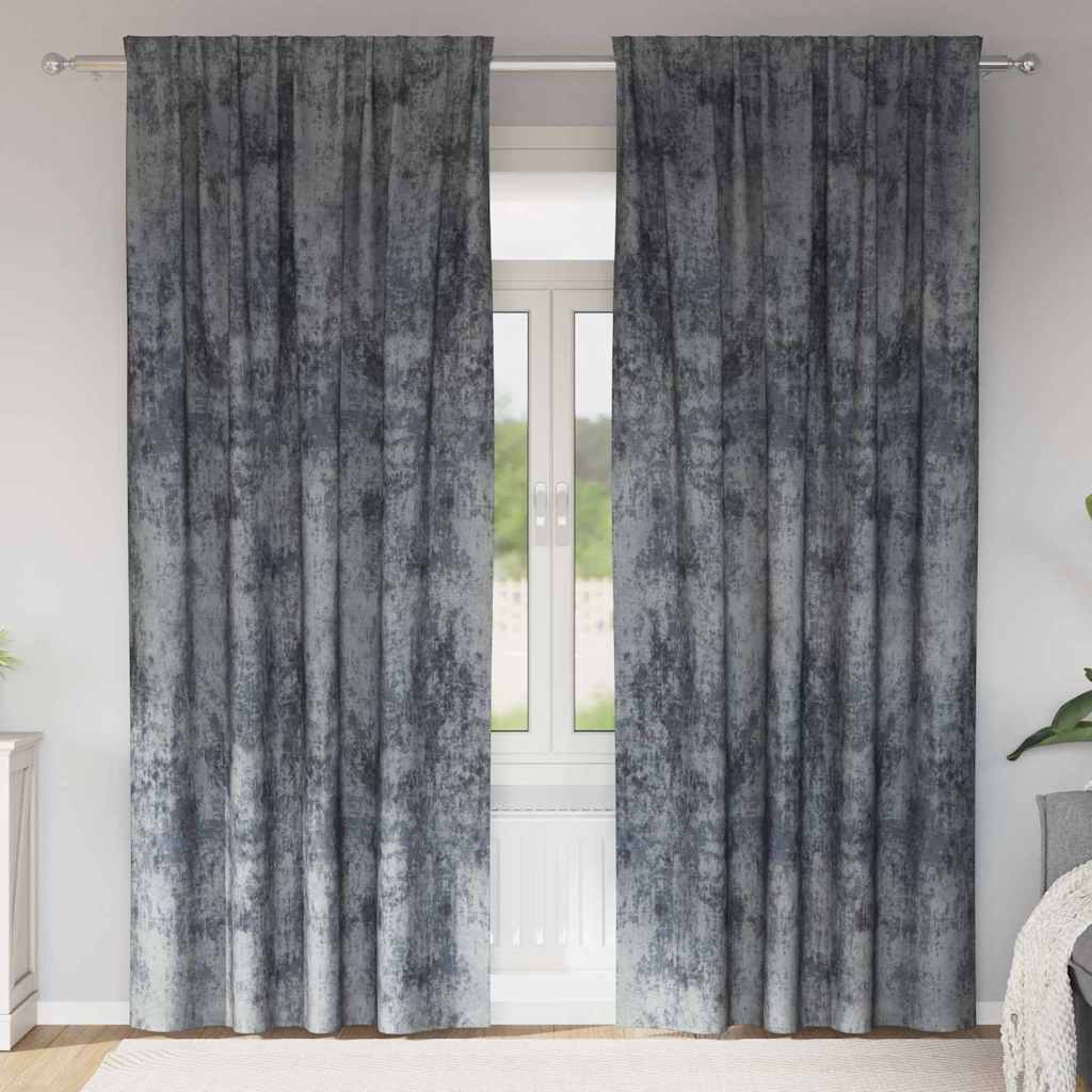 JUNG Vida Samtvorhänge mit Vorhängen 2 pcs Silber Grau 245 x 140 cm Samt