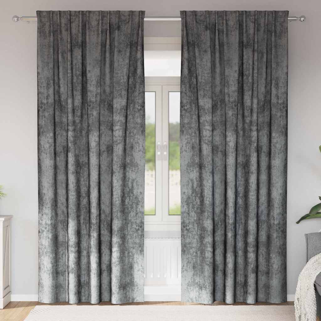 JUNG Vida Samtvorhänge mit Vorhängen 2 pcs Grau 225 x 140 cm Samt