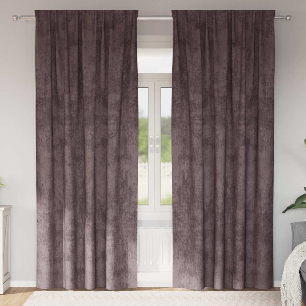 JUNG Vida Samtvorhänge mit Vorhängen 2 pcs Braun 260 x 140 cm Samt