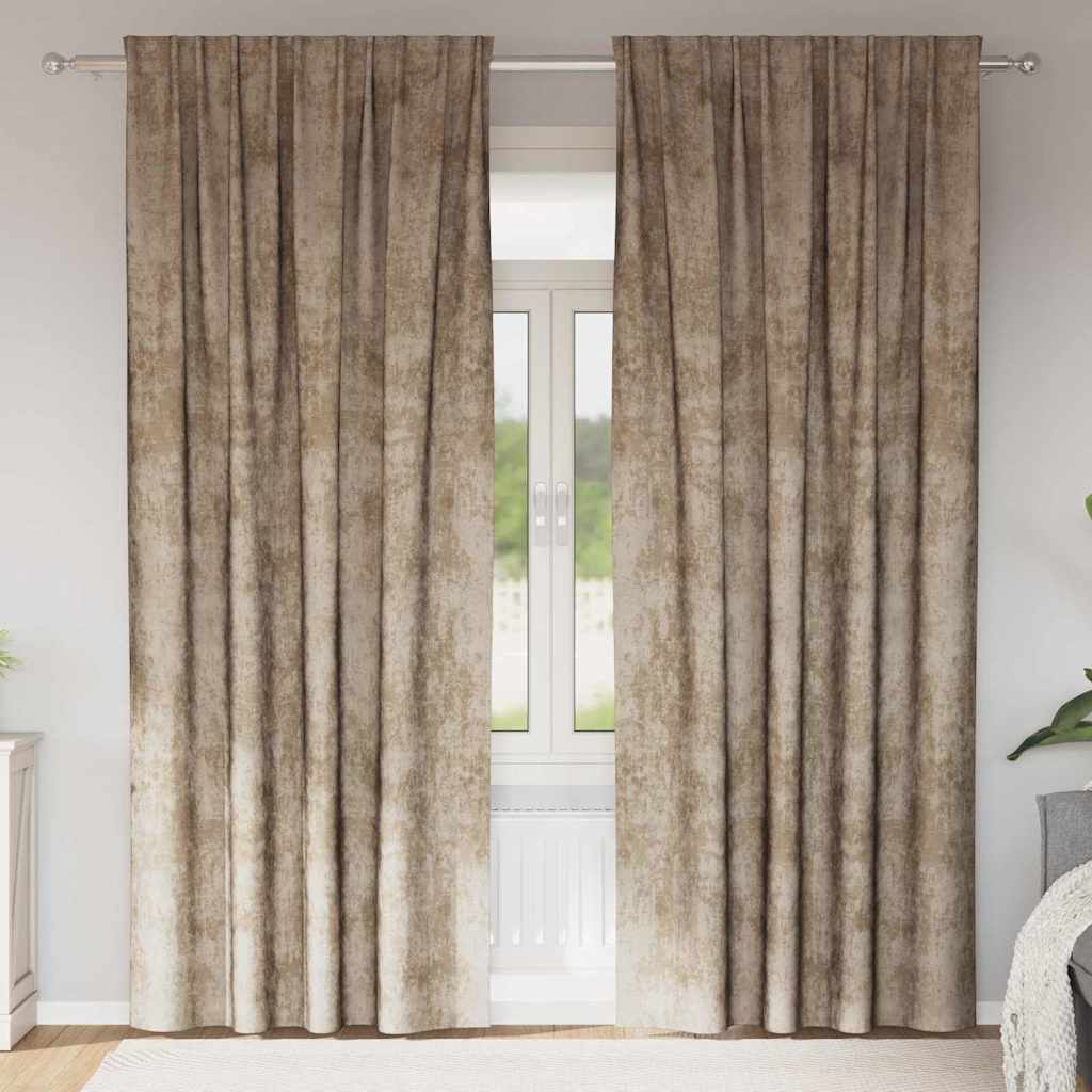 JUNG Vida Samtvorhänge mit Vorhängen 2 pcs Champagner 260 x 140 cm Samt