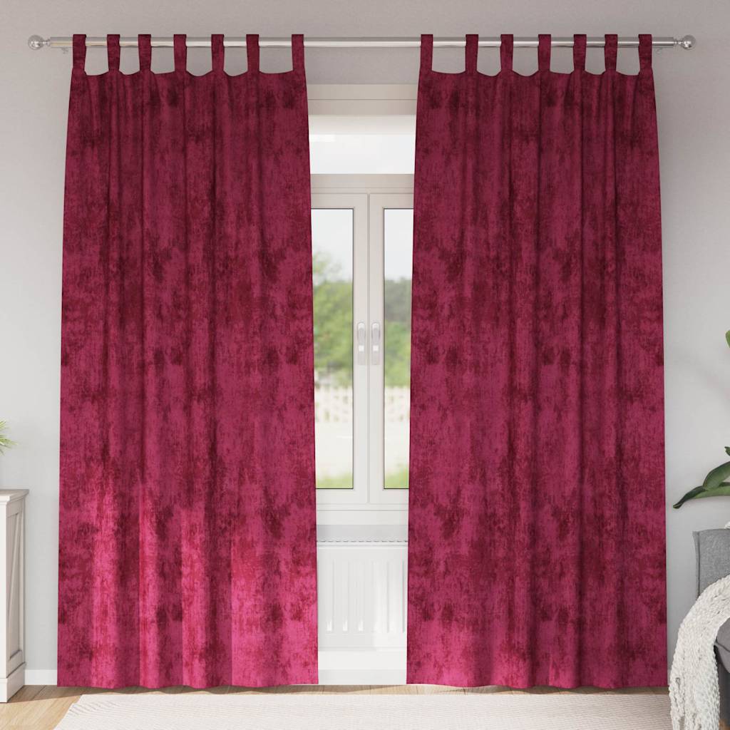 JUNG Vida Samtvorhänge mit Vorhängen 2 pcs Weinrot 245 x 140 cm Samt