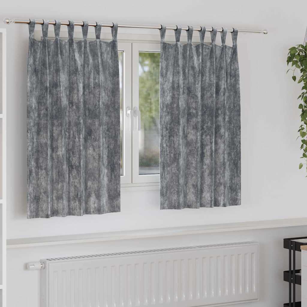 JUNG Vida Samtvorhänge mit Vorhängen 2 pcs Grau 140 x 140 cm Samt