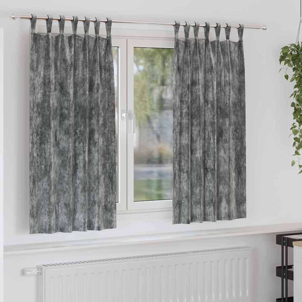 JUNG Vida Samtvorhänge mit Vorhängen 2 pcs Grau 175 x 140 cm Samt