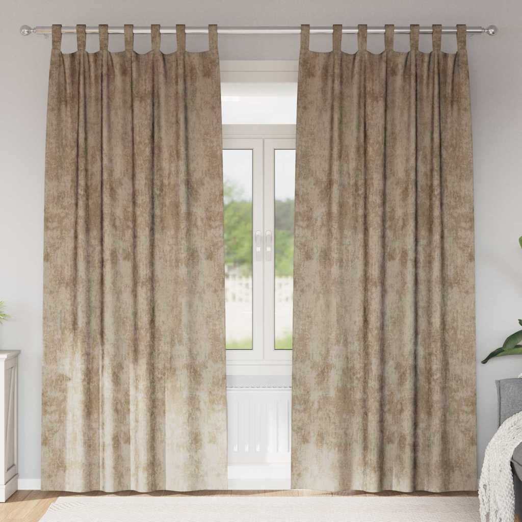 JUNG Vida Samtvorhänge mit Vorhängen 2 pcs Champagner 260 x 140 cm Samt