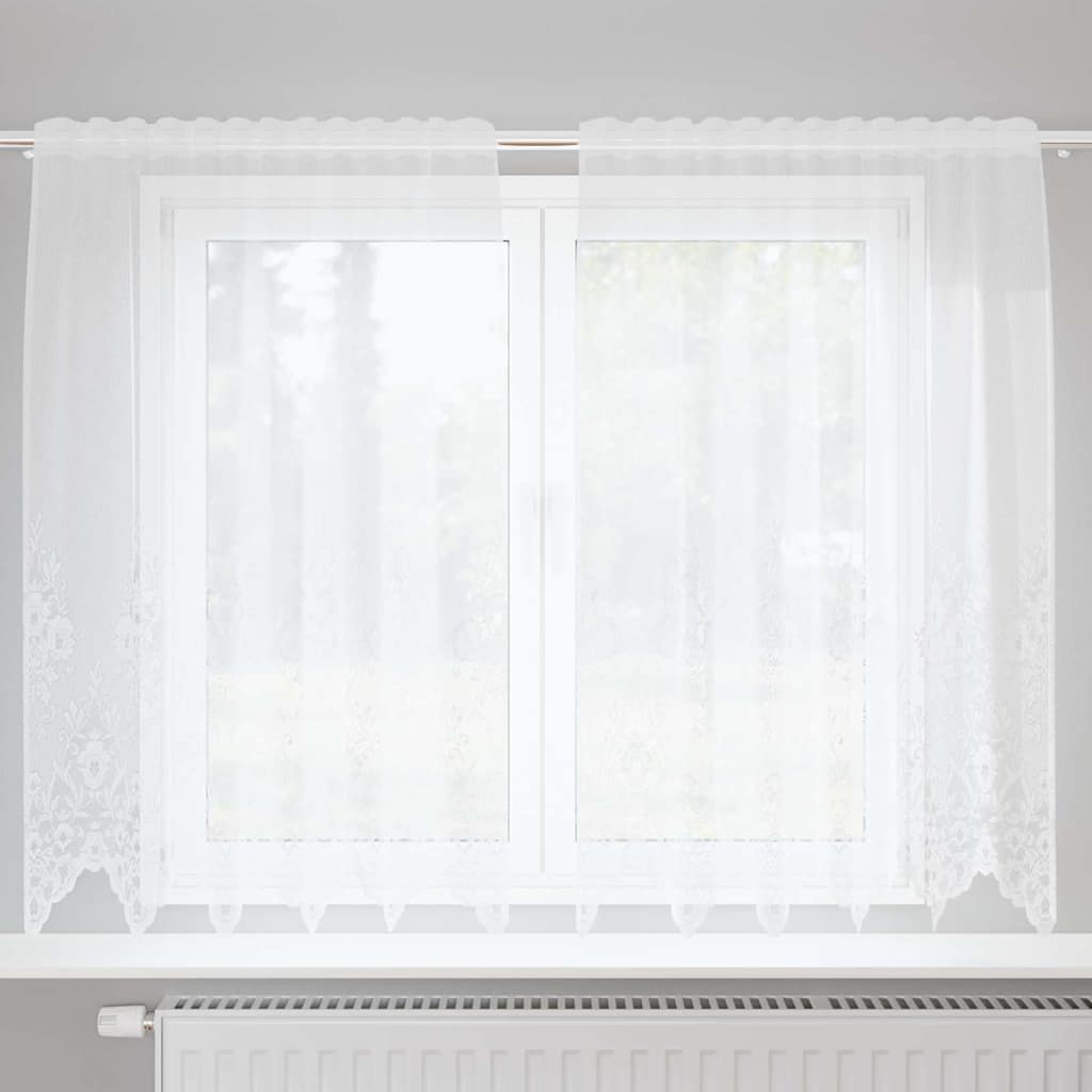 JUNG Vida Spitzenvorhang mit Vorhängen Floral Weiß 140 x 150 cm Polyester