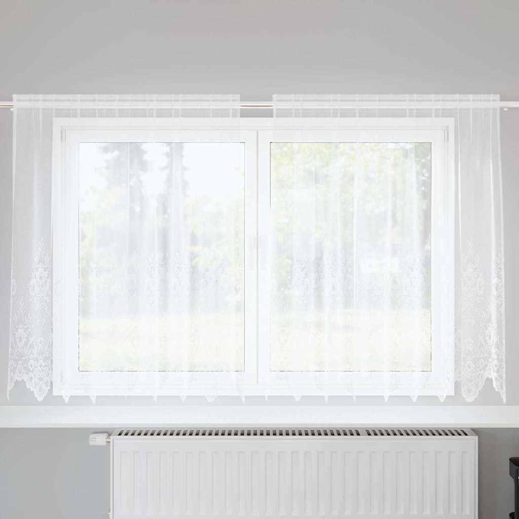 JUNG Vida Spitzenvorhang mit Vorhängen Floral Weiß 160 x 200 cm Polyester
