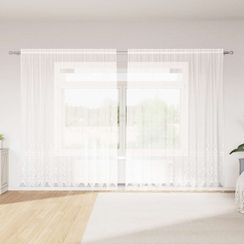 JUNG Vida Spitzenvorhang mit Vorhängen Floral Weiß 245x300cm Polyester