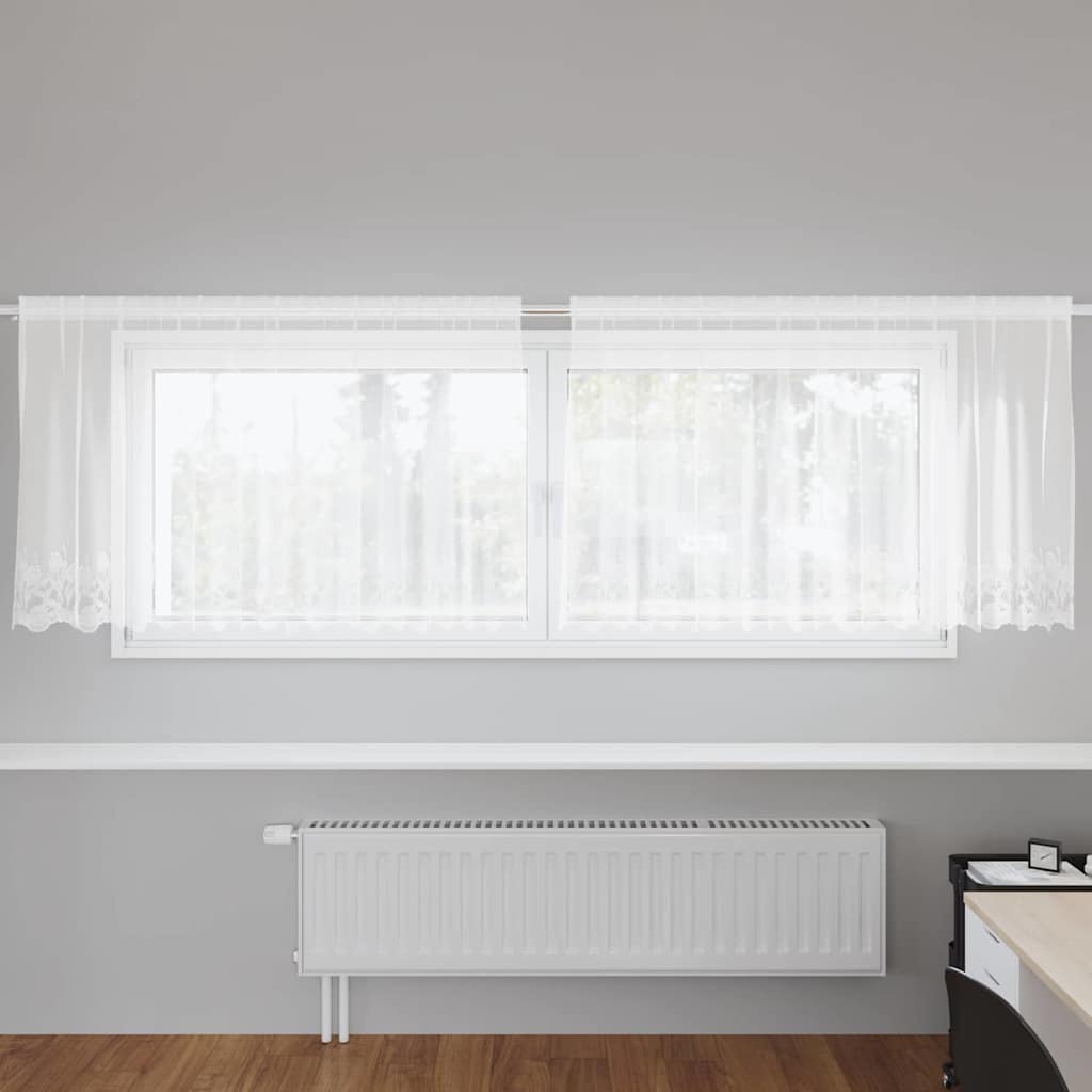 JUNG Vida Spitzenvorhang mit Vorhängen Floral Weiß 100 x 300 cm Polyester