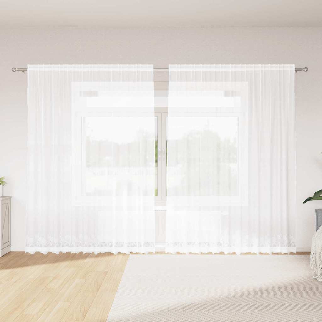 JUNG Vida Spitzenvorhang mit Vorhängen Floral Weiß 240 x 300 cm Polyester