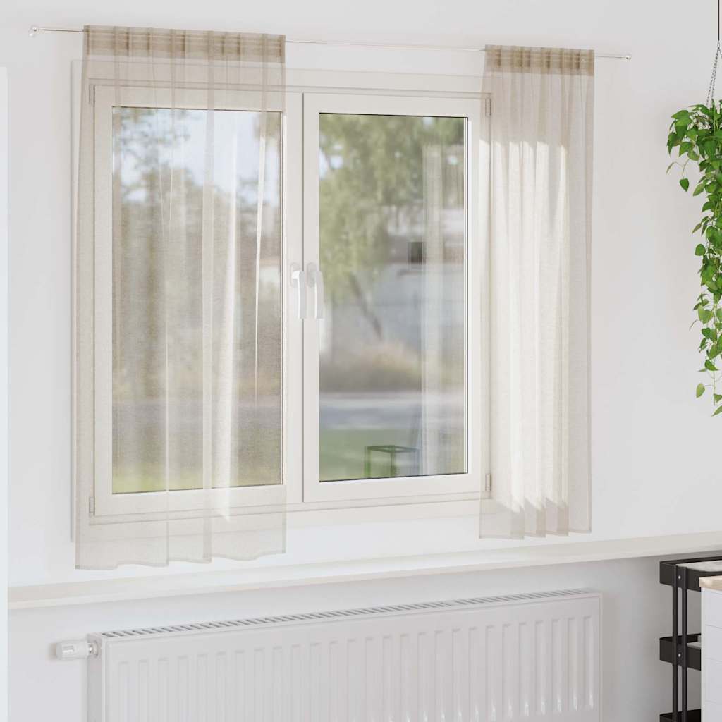 JUNG Vida Voile-Vorhang mit Vorhängen 2 pcs Sand 175 x 140 cm Polyester