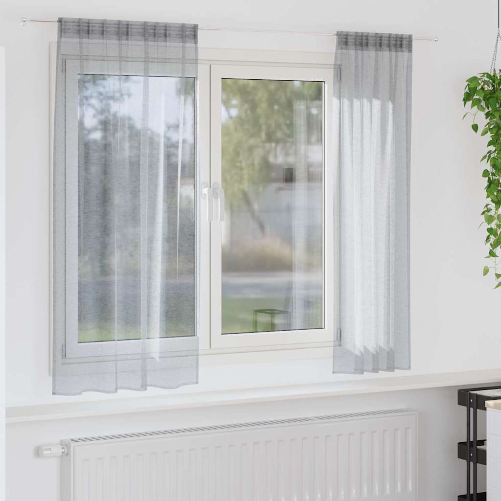 JUNG Vida Voile-Vorhang 2 pcs Dunkelgrau 175 x 140 cm Polyester