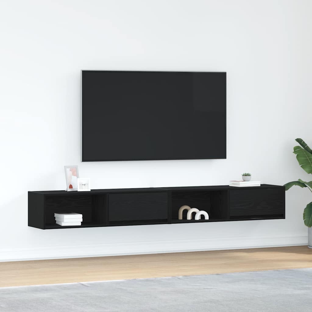 JUNG Vida TV-Schränke 2 Stk. Schwarz Eichen-Optik 100x31x25,5 cm