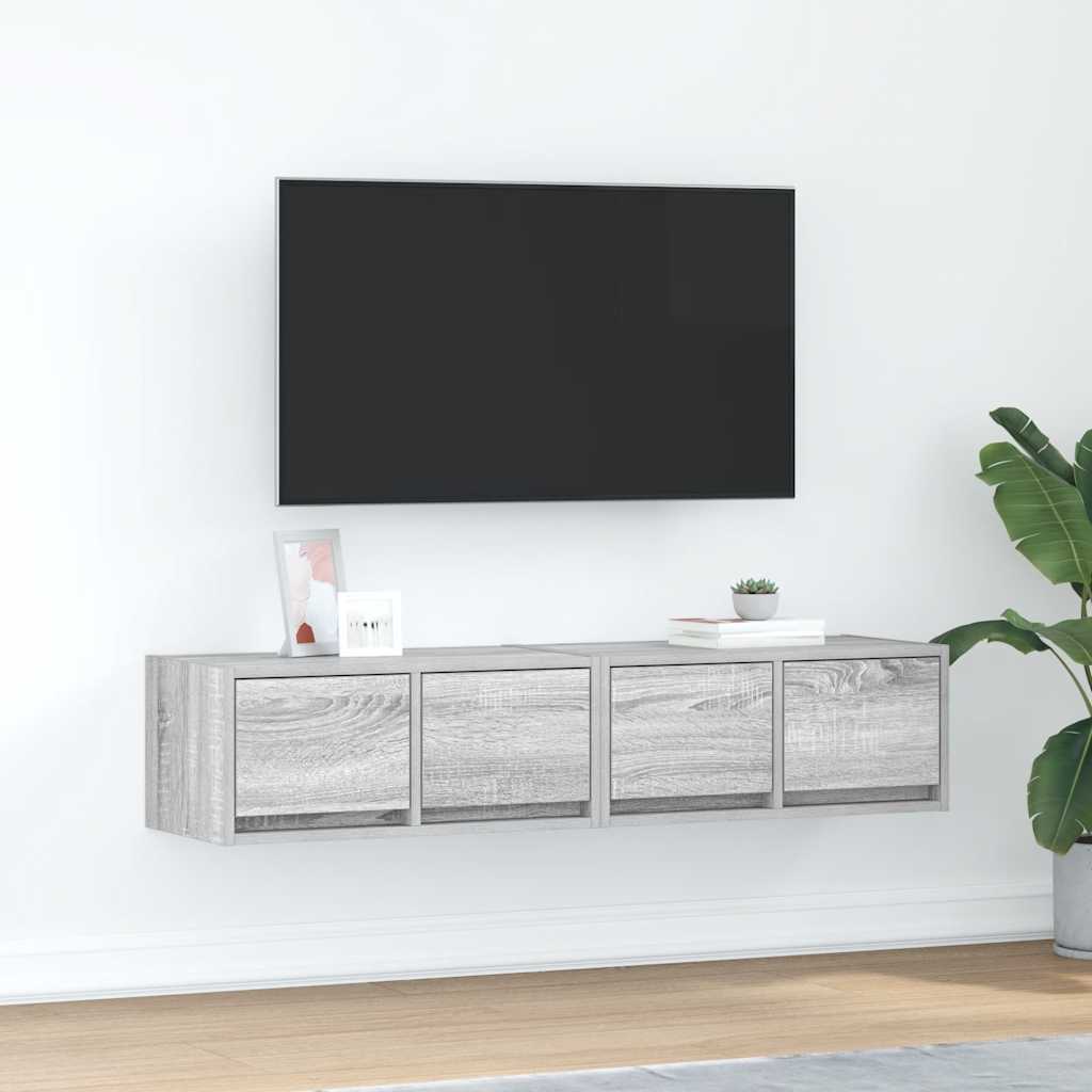 JUNG Vida TV-Schränke 2 Stk. Grau Sonoma 60x31x25,5 cm Holzwerkstoff