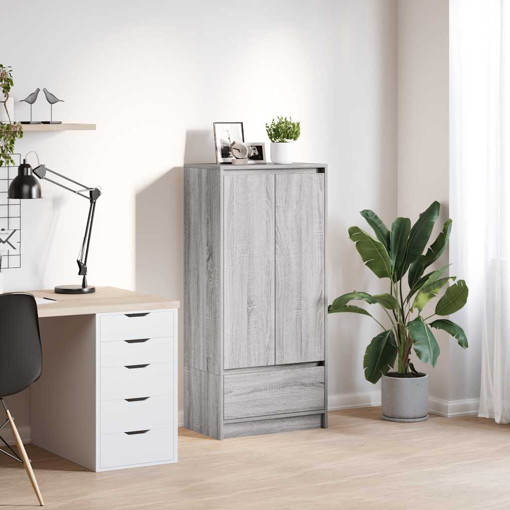 JUNG Vida Schrank mit Schublade Grau Sonoma 55,5x34x119,5cm Holzwerkstoff