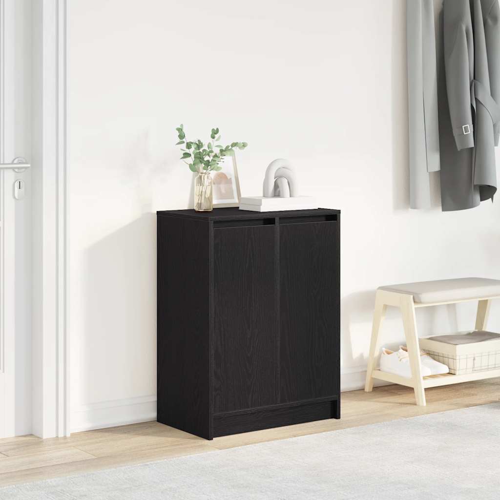 JUNG Vida Schuhschrank Schwarz Eichen-Optik 57x34x76 cm Holzwerkstoff