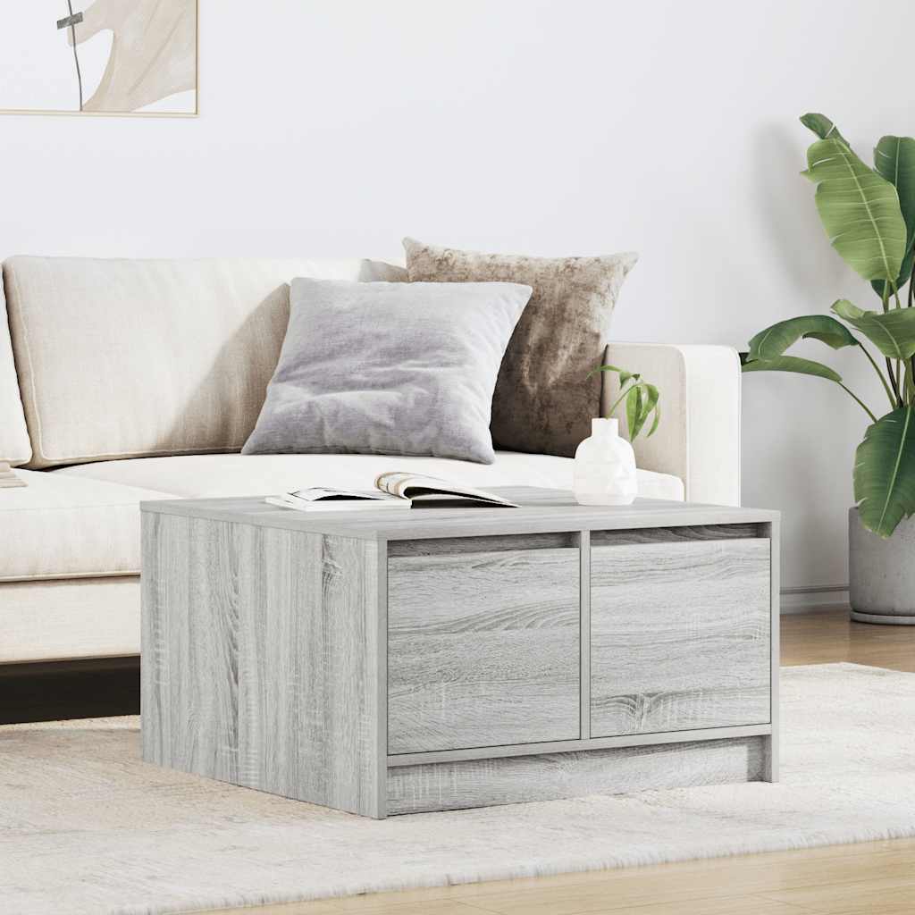 JUNG Vida Couchtisch mit Schubladen Grau Sonoma 70,5x70x40 cm