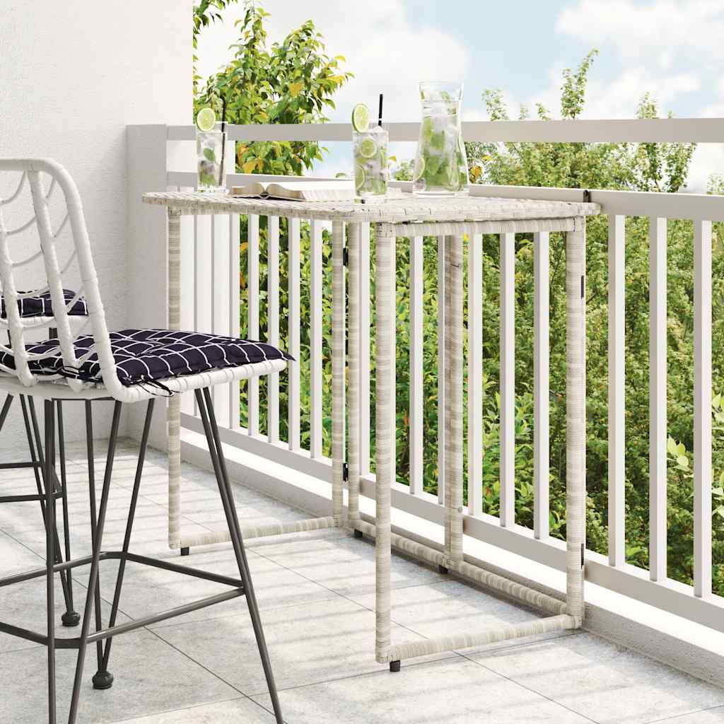 JUNG Vida Gartentisch Klappbar Hellgrau 90x51x75 cm Poly Rattan