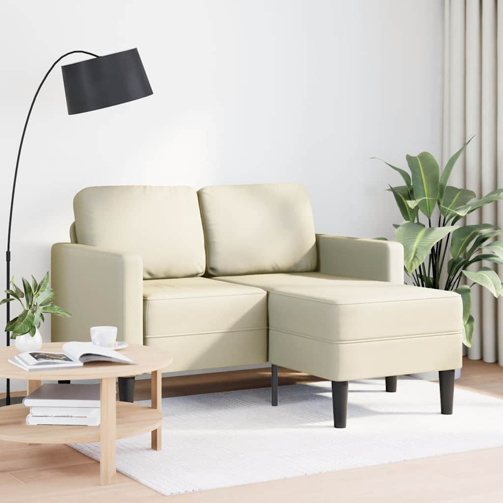 JUNG Vida 2-Sitzer-Sofa mit Chaiselongue L-Form Creme 125 cm Kunstleder