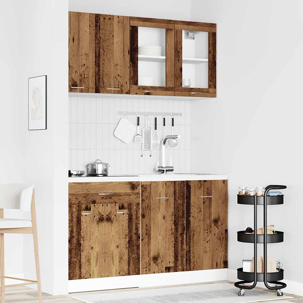 JUNG Vida 4-tlg. Küchenschrank-Set Lyon Altholz-Optik Holzwerkstoff