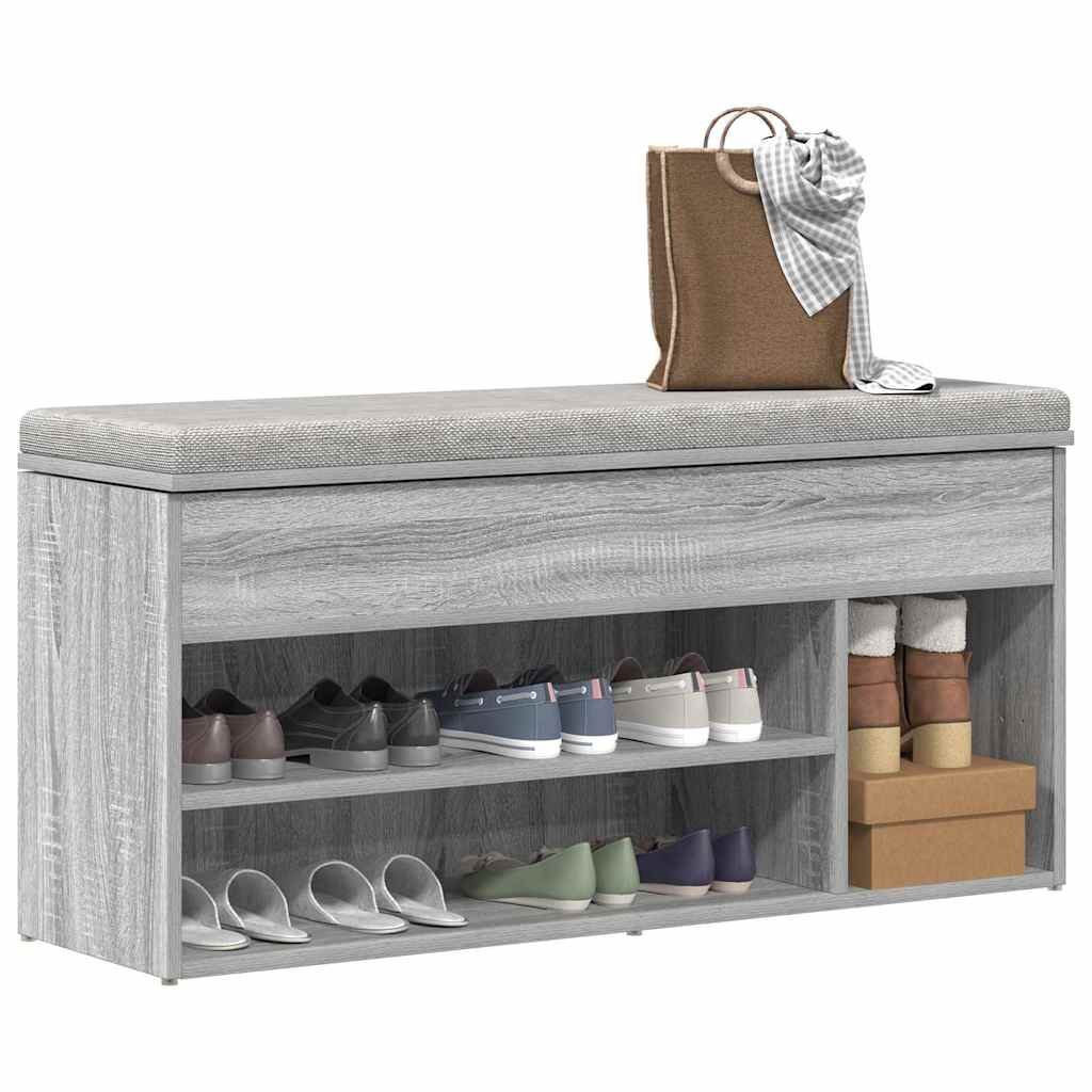 JUNG Vida Schuhbank Grau Sonoma 102x30,5x45 cm Holzwerkstoff