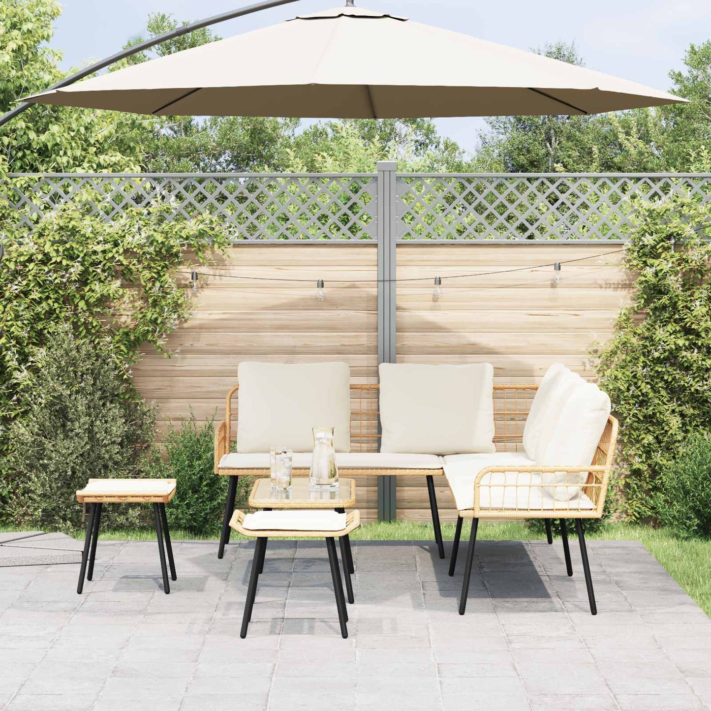 JUNG Vida Gartensofa-set mit Kissen 4 pcs Natur Poly-Rattan