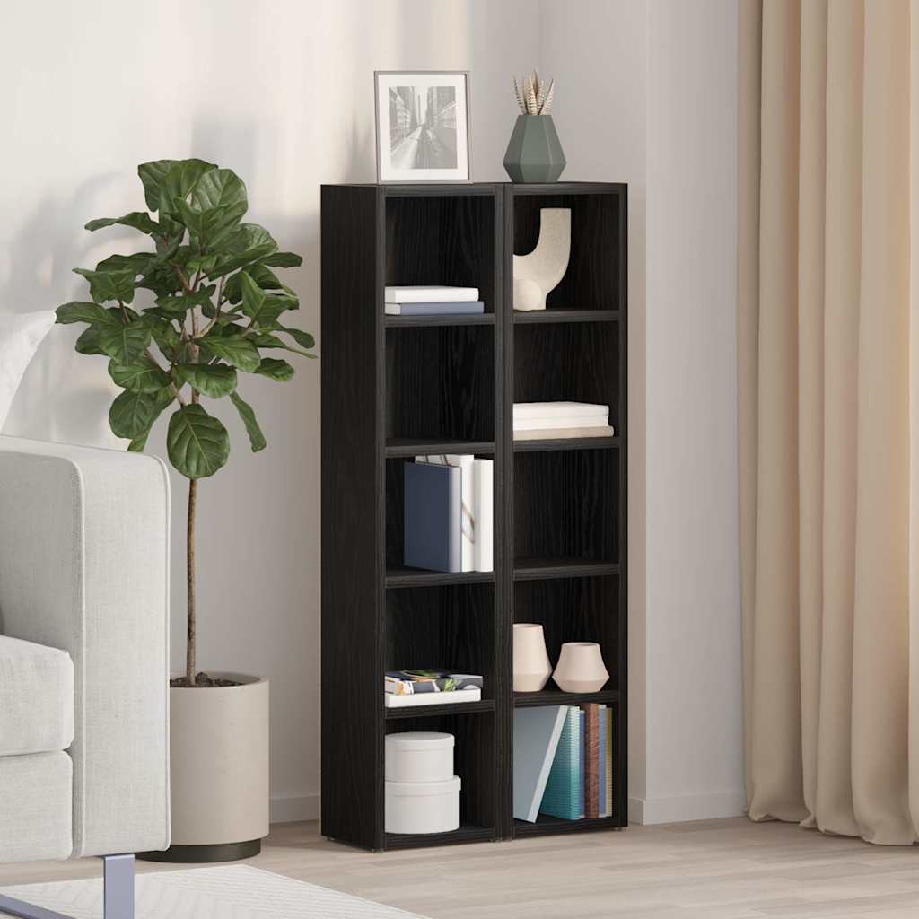 JUNG Vida CD-Regale 2Stk. Schwarz Eichen-Optik 21x16x93,5cm Holzwerkstoff